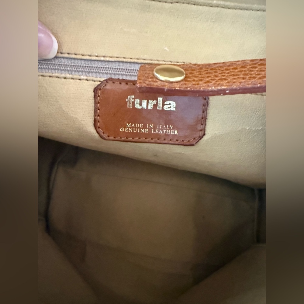 Vintage Furla Leather Purse Bag Tote Shoulder Handbag Removable Strap Classic - Picture 12 of 12